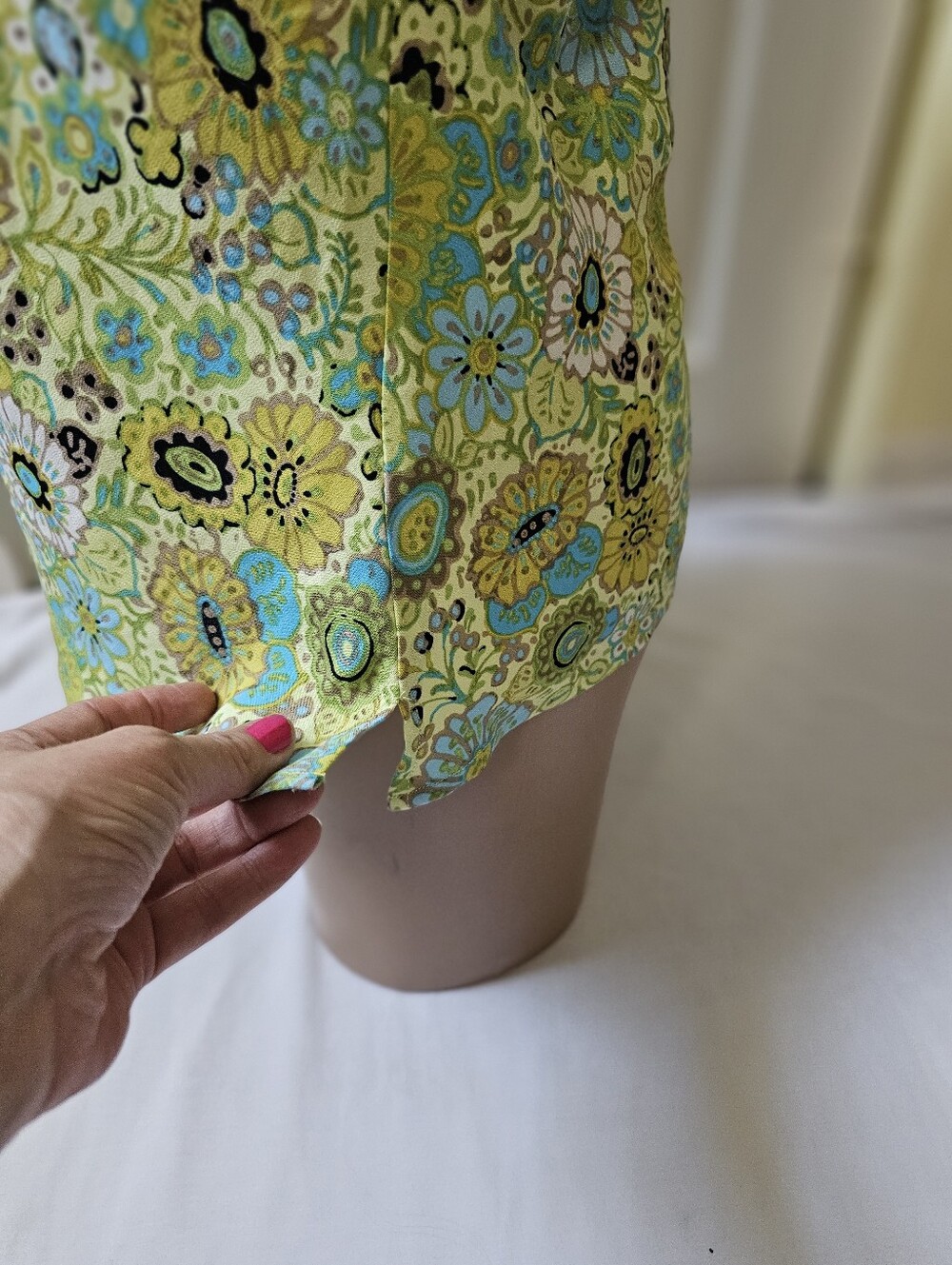 Sigrid Olsen Floral Tank Top Size Large Green Blue Rayon Boho Cottagecore - Picture 4 of 10